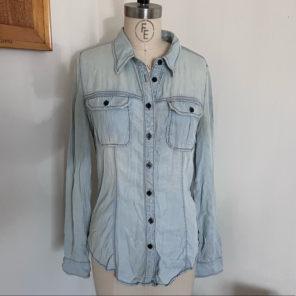 Guess soft denim button down shirt